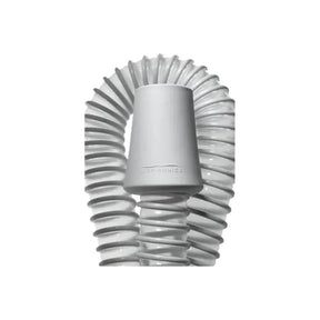 Flexible white CPAP hose with connector for respiratory therapy devices