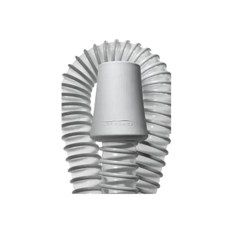 Flexible white CPAP hose with connector for respiratory therapy devices