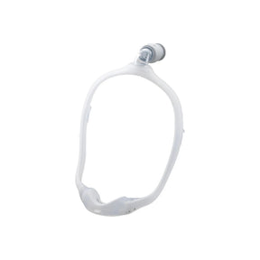CPAP nasal mask frame for sleep apnea therapy, white silicone, isolated on white background