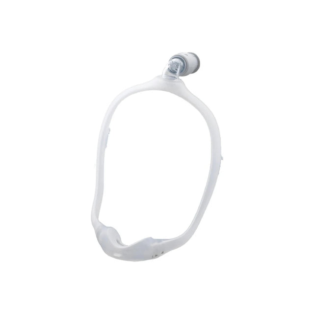 CPAP nasal mask frame for sleep apnea therapy, white silicone, isolated on white background
