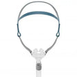 Nasal CPAP mask with adjustable headgear for sleep apnea therapy, shown on white background