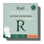 Rael organic cotton cover pads box, leak locker, 12 count, overnight, chlorine free