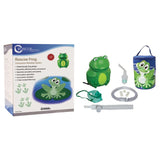 Pediatric frog-shaped nebulizer machine kit with mask, tubing, carrying bag, and box