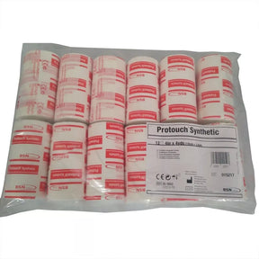Package of Protouch Synthetic medical bandage rolls, 4in x 4yds, individually wrapped.