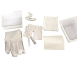 Sterile medical dressing change kit with gloves, gauze, trays, and bandage supplies