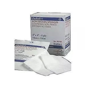 Non-woven sterile medical sponges and packaging for wound care and dressing.