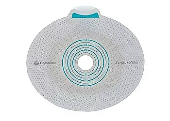 Ostomy barrier with circular cut-to-fit center, perforated adhesive surface for medical use