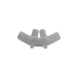 Clear plastic oxygen cannula nasal prong adapter for respiratory therapy