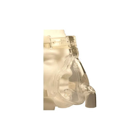 Clear CPAP nasal mask for sleep apnea therapy on mannequin head