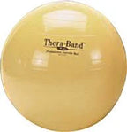 Yellow Thera-Band exercise ball for rehabilitation and physical therapy.