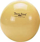 Yellow Thera-Band exercise ball for rehabilitation and physical therapy.