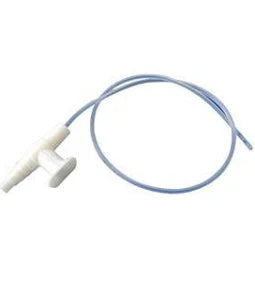 Medical drainage tube with connector, sterile blue tubing for essential medical supply use