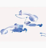 Medical tracheostomy tube set with accessories on a white background