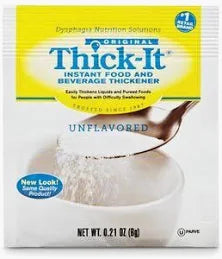 Thick-It unflavored instant food and beverage thickener packet with spoon pouring powder