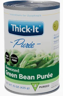 Thick-It Puree seasoned green bean purée can, gluten free, for dysphagia nutrition care.