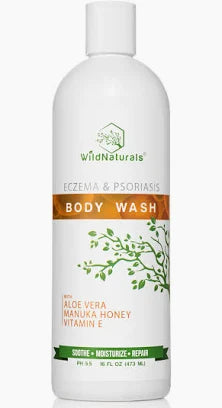 Wild Naturals eczema and psoriasis body wash with aloe vera, manuka honey, and vitamin E