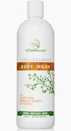 Wild Naturals eczema and psoriasis body wash with aloe vera, manuka honey, and vitamin E