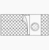 Medical adhesive patch with mesh surface and central circular opening, used for clinical care