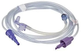 Medical IV extension tubing set with connectors for home patient care