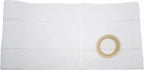 White medical ostomy belt with round opening for stoma support