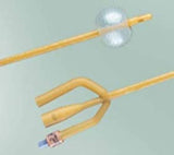 Medical urinary catheters with balloon, sterile latex design on light background