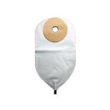 Ostomy bag with adhesive barrier for medical use, shown on a white background.