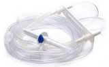 Clear oxygen nasal cannula tubing for medical respiratory support, coiled on white background