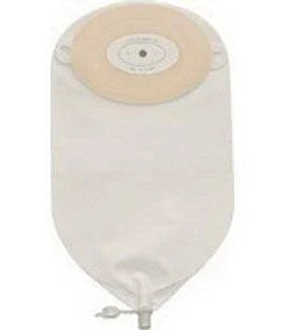 Ostomy bag with adhesive barrier and drainable closure for medical use