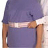 Person wearing a medical gait belt for mobility support and patient transfer assistance