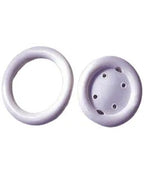 Two white medical support rings, one solid and one with ventilation holes, for health care use