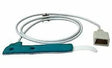 medical sensor cable with green handle and white connector on a white background