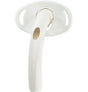 Disposable tracheostomy tube with neck flange on white background, medical supply