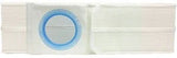 Ostomy wafer with adhesive barrier for medical stoma care, white with blue ring