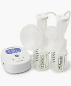 Electric double breast pump with digital display and two milk collection bottles