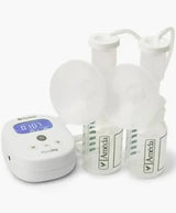 Electric double breast pump with digital display and two milk collection bottles