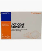 Box of Acticoat Surgical silver-coated antimicrobial barrier dressings, 10cm x 12cm