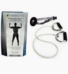 Theraband Tubing With Soft Handles And Door Anchor, Advanced, Silver