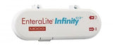 EnteraLite Infinity Moog feeding pump white medical device with labeled input and output