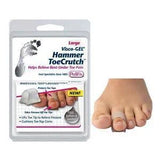 Visco-GEL Hammer ToeCrutch for toe pain relief, product package and toe model shown