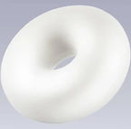 White inflatable medical donut cushion for pressure relief and comfort support