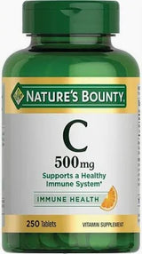 Vitamin C 500mg Nature's Bounty bottle, 250 tablets, for immune health support