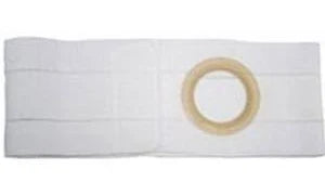 White ostomy pouching system barrier with adhesive ring for stoma care