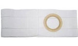 White ostomy pouching system barrier with adhesive ring for stoma care