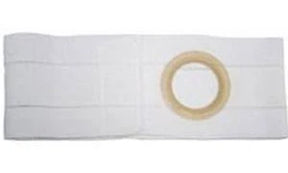 White ostomy pouching system barrier with adhesive ring for stoma care