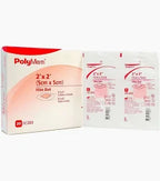 PolyMem 2x2 adhesive wound dressings, box and two individual sterile packs
