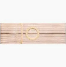 Elastic beige abdominal support belt with circular opening for ostomy or medical use