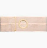 Elastic beige abdominal support belt with circular opening for ostomy or medical use