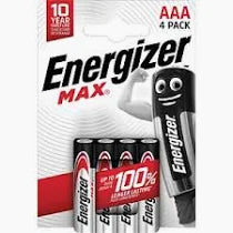 Energizer Max AAA battery 4 pack, long-lasting batteries in retail packaging