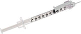 Sterile medical syringe with needle and clear measurement markings for home healthcare use