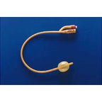 Foley catheter with balloon on blue background, essential medical supply for home care